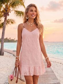 Sylviya Women's Pleated Casual Daily Summer Short Dress - Baby Pink - View 1