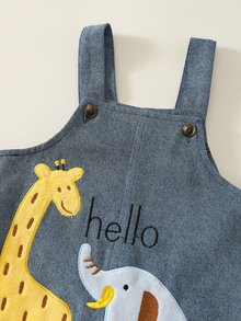 SHEIN 2pcs Baby Boy Autumn/Winter Casual Turn-Down Collar Sweatshirt And Cute Denim Overalls Set, Sweatshirt Set, Denim Set, Overalls Set, Cute Set, Infant Set - Multicolor - View 5