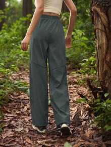 Exploreva Exploreva Women's Solid Color Casual Versatile Daily Outdoor Long Pants - Green - View 2