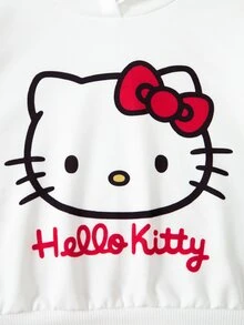 HELLO KITTY AND FRIENDS | SHEIN طقم سويت شيرت وبنطلون بطبعة كرتونية مع بطانية رأس للبنات الرضع - متعدد الألوان - مشاهدة 4