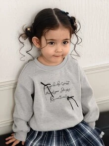DAZY Baby Girl Autumn/Winter Long Sleeve Bow Korean Style Sweatshirt - Apricot - View 5