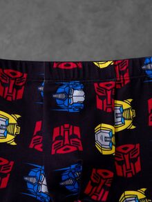 Transformers X SHEIN Young Boys Cartoon Pattern Sleeveless Tank Top & Hipster Underwear Set - Black and White - View 9