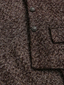 Sweetra Autumn/Winter Retro Mixed Color Herringbone Jacquard Waist-Cinching Overcoat, Classic Lapel Design, Metallic Texture Buttons, 3D Patch Pockets, Elegant And Sharp Vintage Vibe, Fashionable Versatile For Daily Commute And Weekend Outings - Brown - View 6