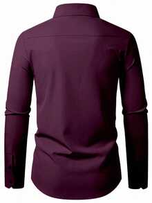Manfinity Mode Men's Solid Color Casual Daily Long Sleeve Shirt - Purple - View 2