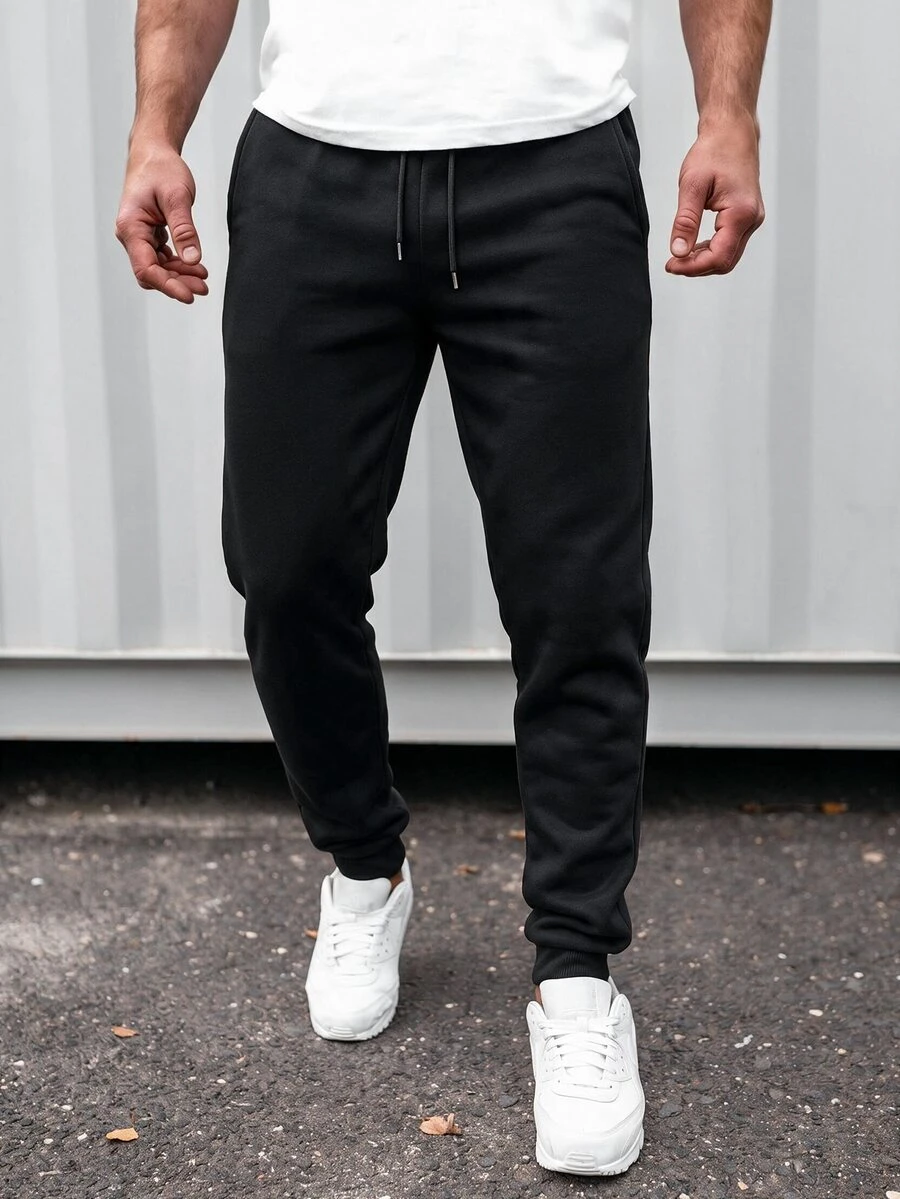 STEELVANCE Men's Drawstring Waist Casual Versatile Daily Wear Sweatpants - Black - View 1