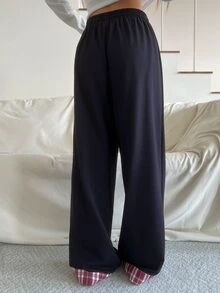 DAZY Women's Drawstring Waist Casual Daily Home Pajama Bottoms - Navy Blue - View 2