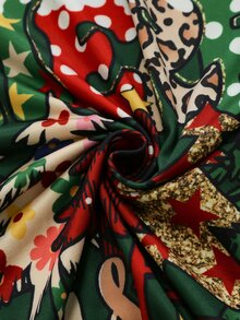 Chillnights Plus Size Women's Christmas Tree Print Long Sleeve Top And Pants Pajama Set - Green - View 6