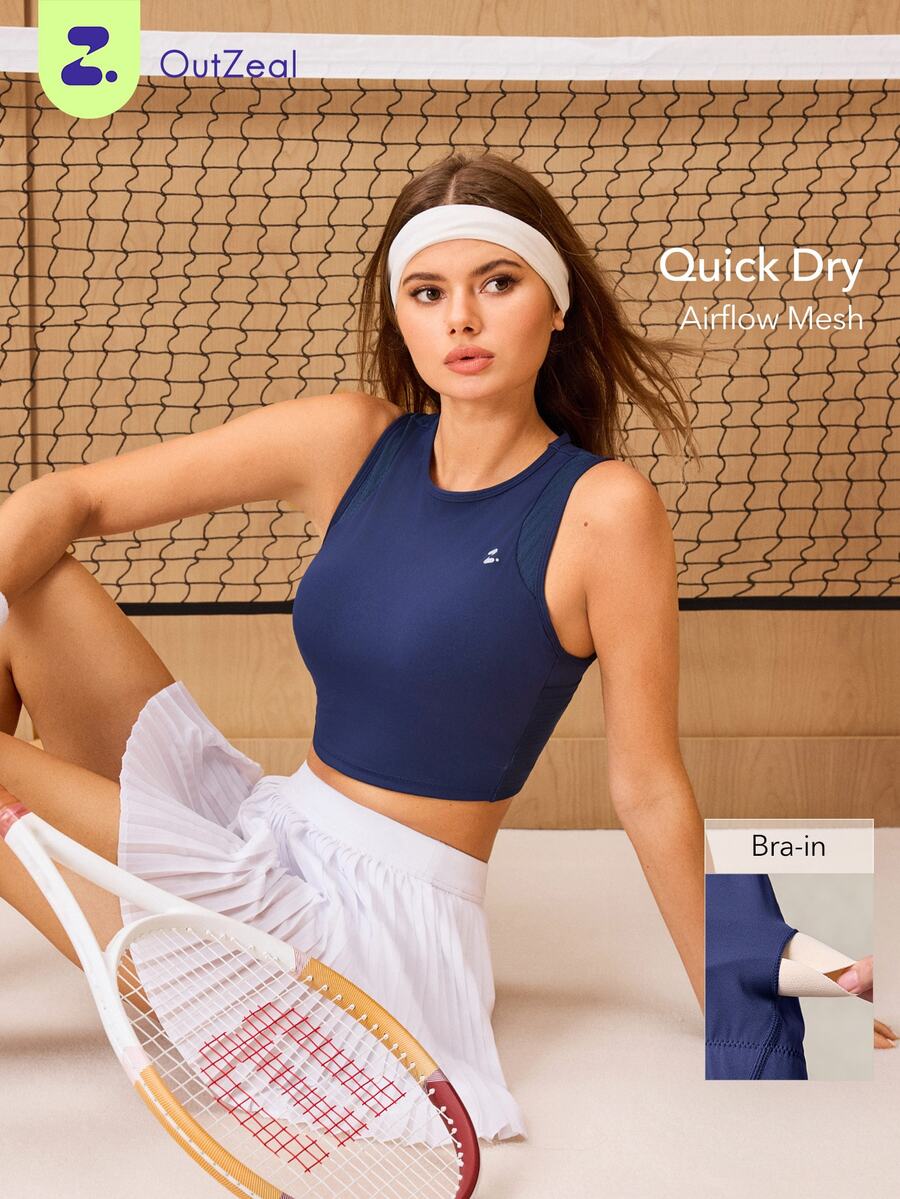 OutZeal Women's Daily Fitness Multi-Pocket Design Sports Bra - Navy Blue - View 1