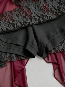 Sweetra 大尺碼波希米亞風蕾絲拼接不對稱復古修身性感迷你裙 - 彩色 - 查看 5