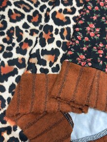 EMERY ROSE Plus Ditsy Floral Leopard Print Drop Shoulder Sweatshirt Fall - Multicolor - View 8
