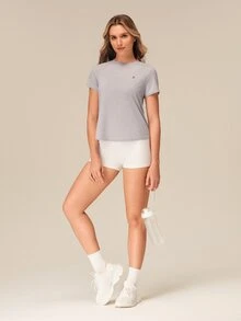 OutZeal 女款戶外運動T恤 健身跑步瑜伽 防紫外線涼感短袖T恤 夏季 - 淺灰色 - 查看 5