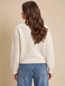 Bluhae Women's Jacquard Casual Versatile Daily Wear Cardigan - White - View 2