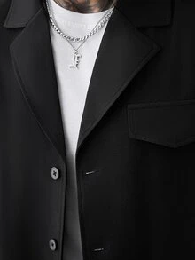 SLATEMANN Men's Fashion Minimalist Solid Color Business Commute Button Long Sleeve Jacket - Black - View 3