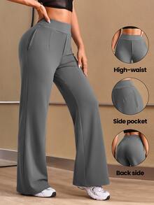 Easithlete Easithlete Women's Casual Versatile Pocket Sports Long Pants For Fitness And Yoga - Grey - View 1