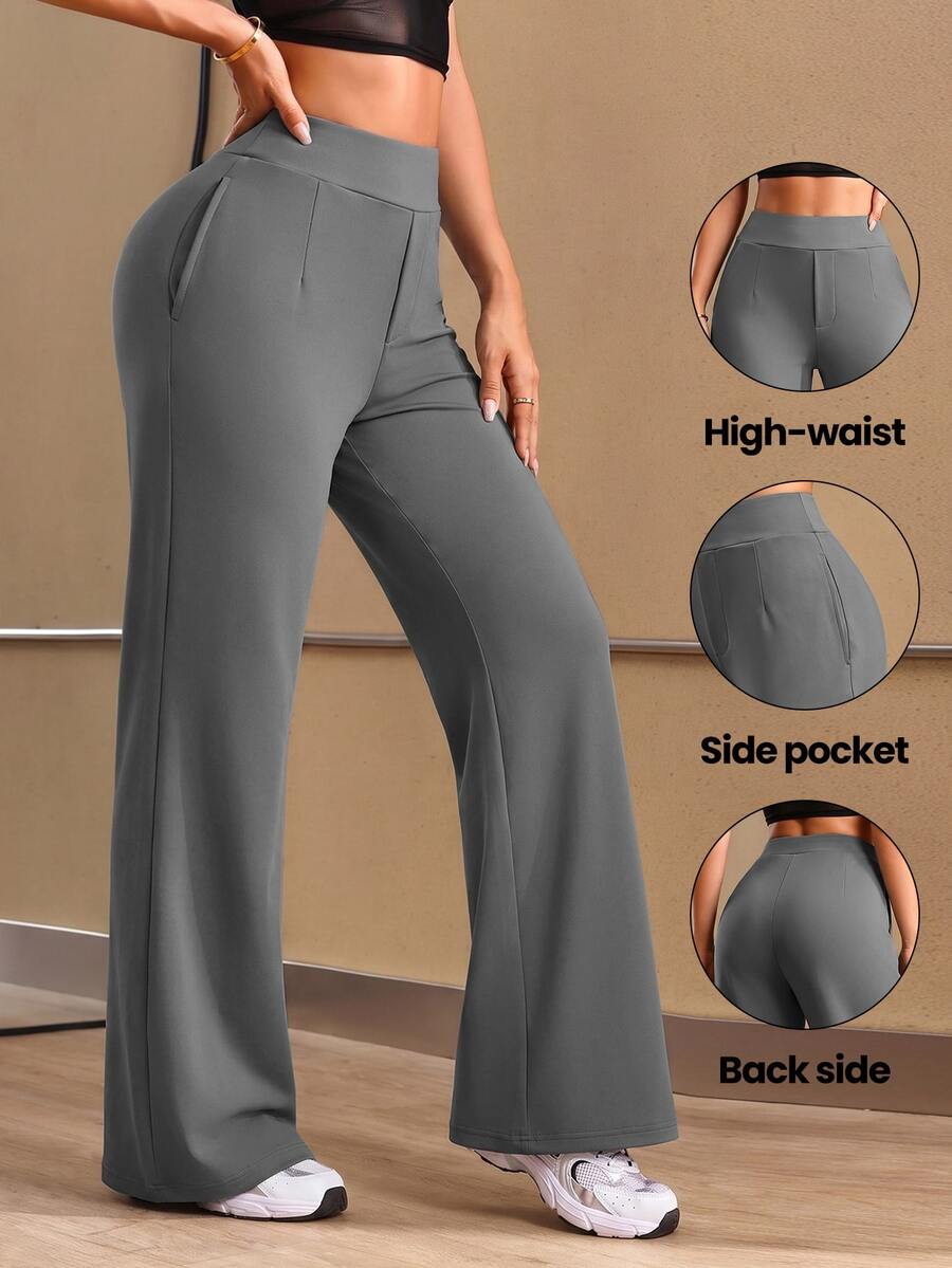 Easithlete Easithlete Women's Casual Versatile Pocket Sports Long Pants For Fitness And Yoga - Grey - View 1