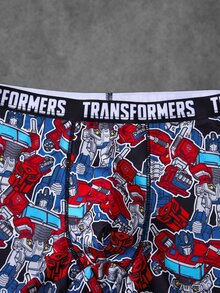 Transformers X SHEIN سروال داخلي رجالي كاجوال يومي بطبعة حروف - الأحمر - مشاهدة 4