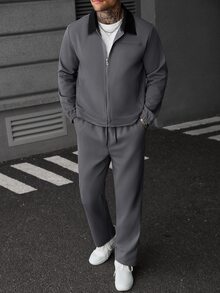SLATEMANN 男士休閒夾克套裝外套 - 灰色 - 查看 3