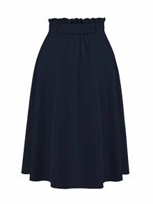 SHEIN Unity 大尺碼女款純色休閒百搭日常穿著裙 - 藏蓝色 - 查看 2