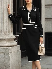 Balvessa Fall Clothes FOR WomenWomen Long Dresses - Black - View 4