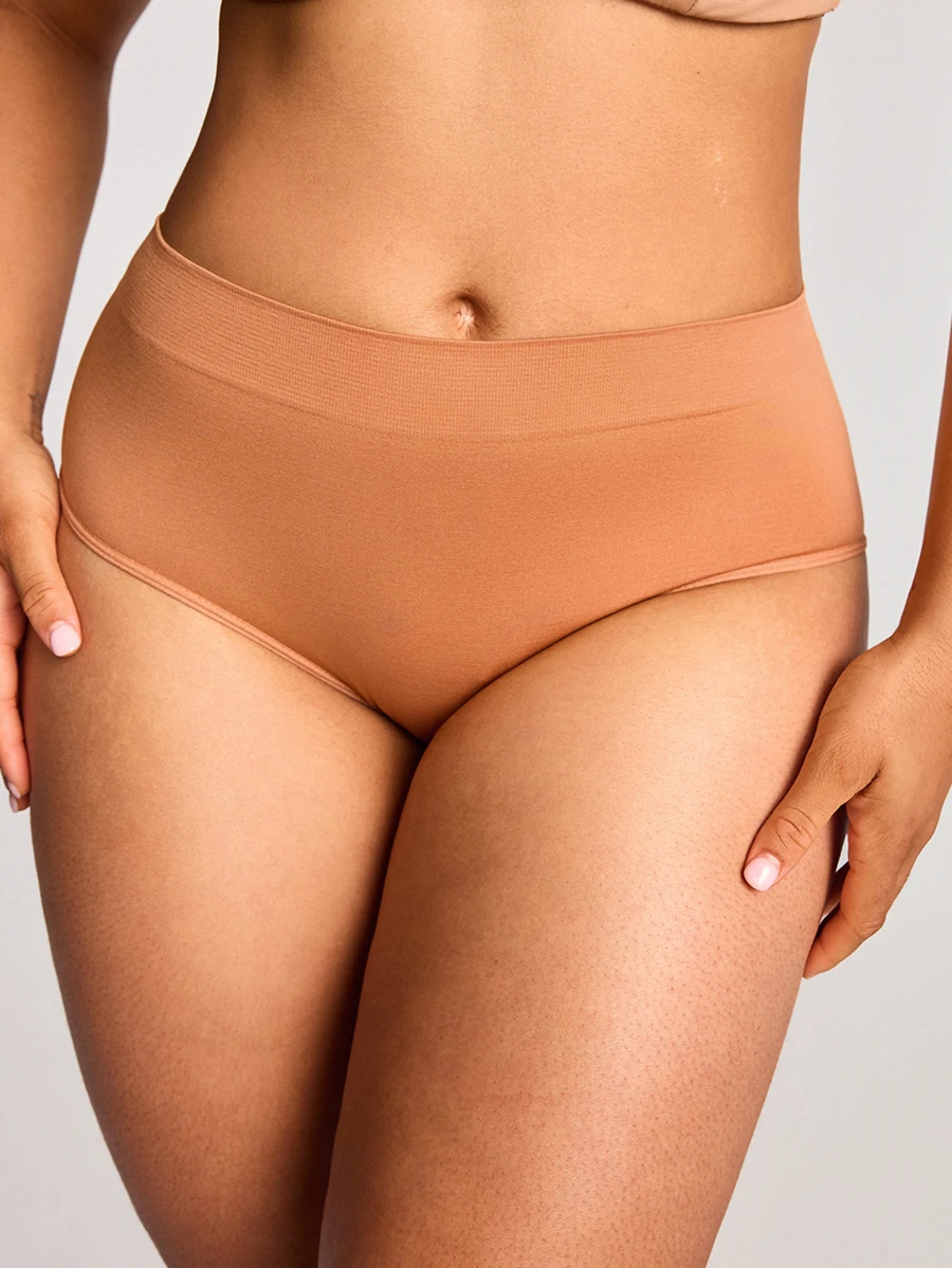 Barelissa 1pc Seamless Plus Size Triangle Panties - Orange - View 1