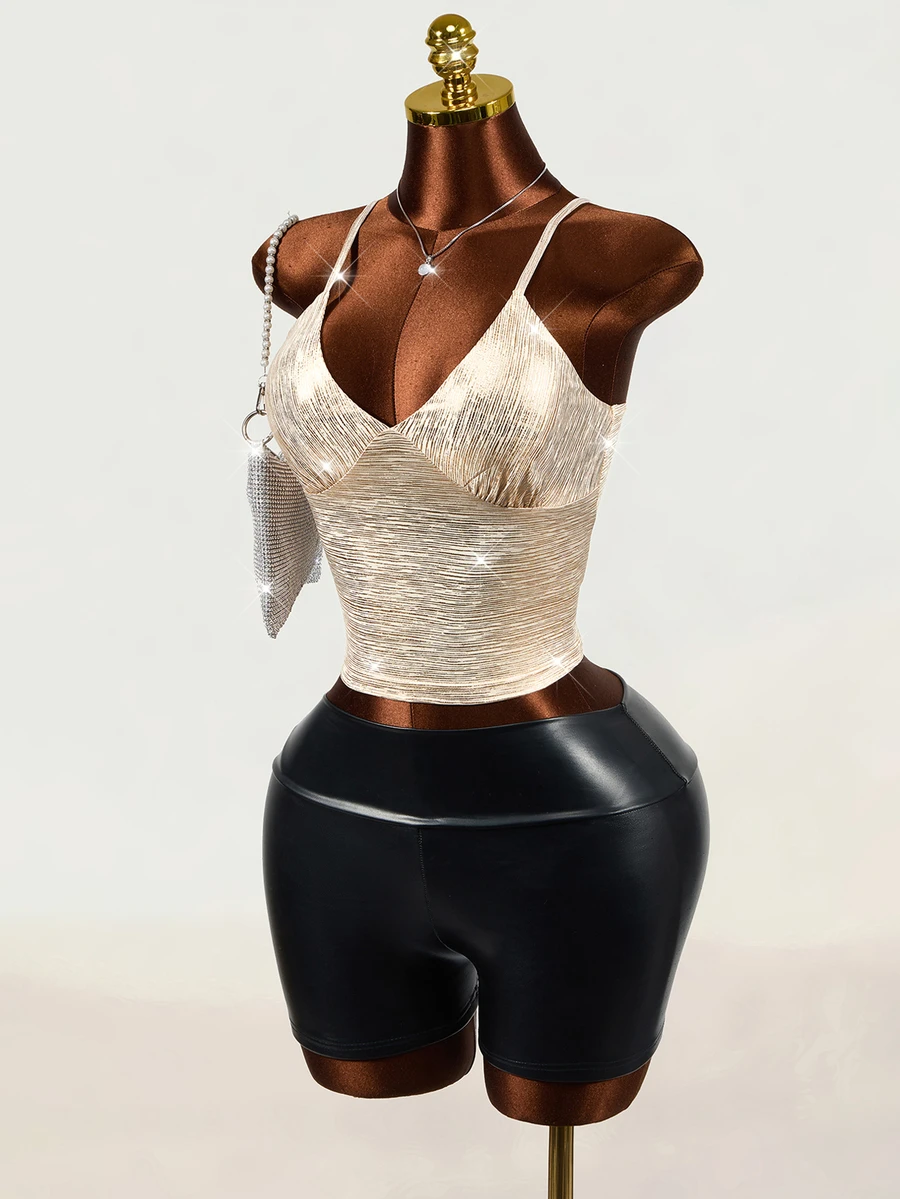 Mistrie Women's Solid Color Casual Versatile Everyday Camisole Top - Gold - View 1