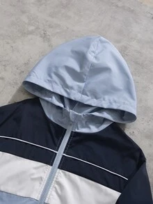 SHEIN 2件組男童休閒拼色連帽衛衣與長褲運動套裝，戶外秋季穿著 - 藏蓝色 - 查看 3
