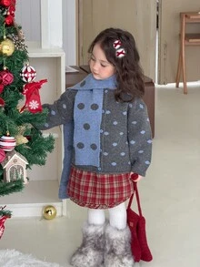 DAZY Infant (Girl) Long Sleeve Polka Dot Korean Style Autumn/Winter Mesh Cardigan - Grey - View 6