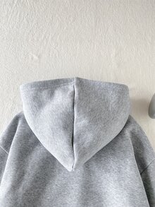 SHEIN Sparklyn 秋冬女童連帽拉鍊外套，混搭街頭風，防寒針織面料，微寬鬆版型附成長空間，適合校園與街頭穿搭，瞬間變身活力女孩 - 灰色 - 查看 6