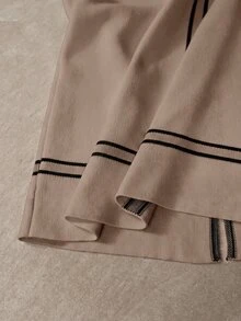 MOTF PREMIUM WOMEN'S STRIPED STAND COLLAR FITTED ELEGANT SLEEVELESS KNIT DRESS - Camel - View 8