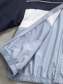 SHEIN 2件組男童休閒拼色連帽衛衣與長褲運動套裝，戶外秋季穿著 - 藏蓝色 - 查看 5