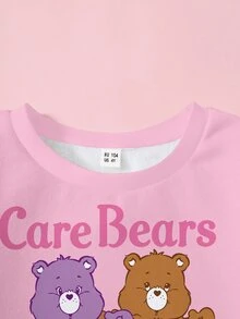 SHEIN X Care Bears Young Girl Round Neck Cartoon Pattern Cute Sweatshirt - White - View 3