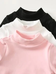 Cozy Pixies 3件組女嬰長袖上衣，卡通印花立領設計 - 彩色 - 查看 3