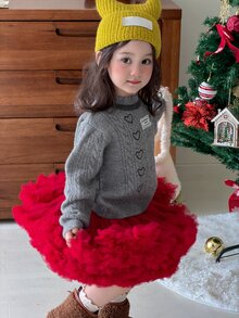 DAZY Sweater Bayi Perempuan Leher Bulat Lengan Panjang Motif Hati - Grey - View 8