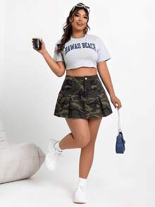 SHEIN ICON 大尺碼牛仔工裝鉛筆裙 - 彩色 - 查看 5