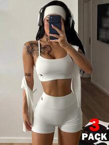 Coolane Women 1 Set White Long Sleeve Jacket, Seamless White Bra, And Shorts - White - View 6