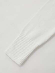 Sweetra Autumn/Winter Soft White High Neck Slim Fit Knit Sweater Dress - White - View 6