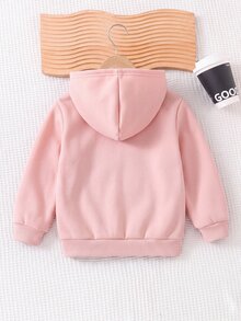Young Girl Young Girl Young Girl Young Girls Casual Versatile Comfortable Butterfly Print Hooded Zip-Up Knit Autumn Cardigan - Pink - View 2