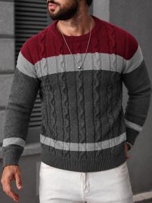 Manfinity Mode Men's Ribbed Colorblock Long Sleeve Sweater Street Fashion - Multicolor - View 4