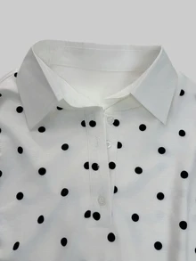 INAWLY Women's Polka Dot Colorblock Casual Daily Long Sleeve Sweatshirt - White - View 3