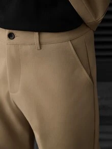 SLATEMANN Men's Casual Long Sleeve Jacket And Pants Set With Snap Buttons - Khaki - View 6