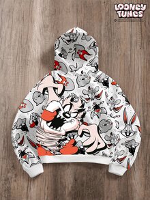 LOONEY TUNES X SHEIN Daypath هودي رجالي بطبعة كرتونية جرافيك - متعدد الألوان - مشاهدة 1