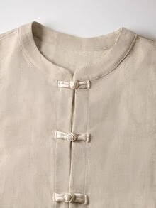 Linhara CURVE Plus Size Woven Casual Autumn Shirt - Apricot - View 3