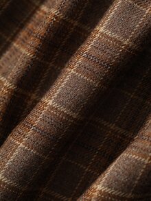 DAZY Women's Waist Tie Patchwork Plaid Ruffle Hem Vintage Skirt - Coffee Brown - View 8