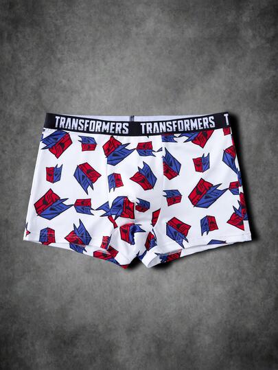 Transformers X SHEIN Men's Letter Waistband Casual Boxer Briefs