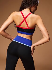 VARSIVA Women's Criss-Cross Back Colorblock Sports Bra And Leggings Set - Multicolor - View 1