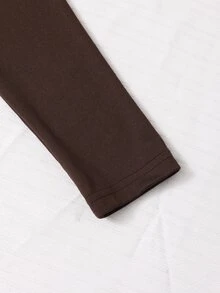 SHEIN Genkimix Kids 3Pcs/Set Tween Girls Casual Quilted Vest & Long Sleeve Slim Fit T-Shirt & V-Waist Pants Set - Brown - View 7