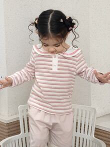 DAZY Infant/Toddler (Girl) Collared Long Sleeve Autumn/Winter Top - Pink - View 4