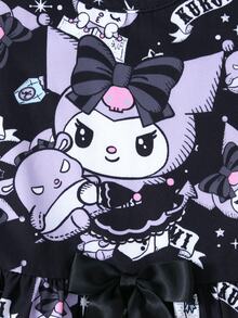 HELLO KITTY AND FRIENDS | SHEIN Young Girl Cartoon Pattern Sleeveless Round Neck High Waist Bow Decor Dress - Multicolor - View 4