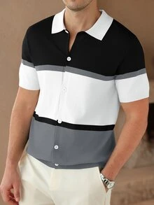 Core Aspect Men's Colorblock Casual Daily Knit Top - Multicolor - View 5