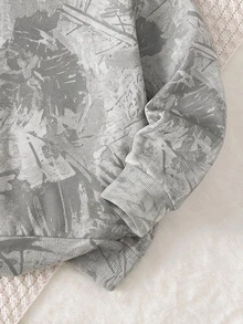 Young Boy Hooded Long Sleeve Sweatshirt, Classic Cool Tie-Dye Pattern Print, Classic Scratch Messy Pattern Print, Suitable For Street Style, Suitable For Autumn/Winter - Multicolor - View 5